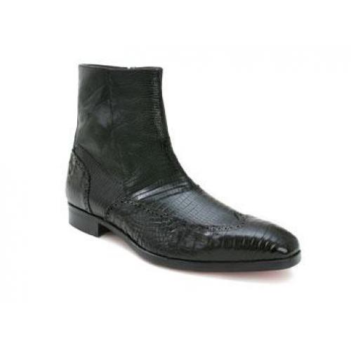 Mezlan Exclusive "Tyrone II" Black Genuine Crocodile Shoes